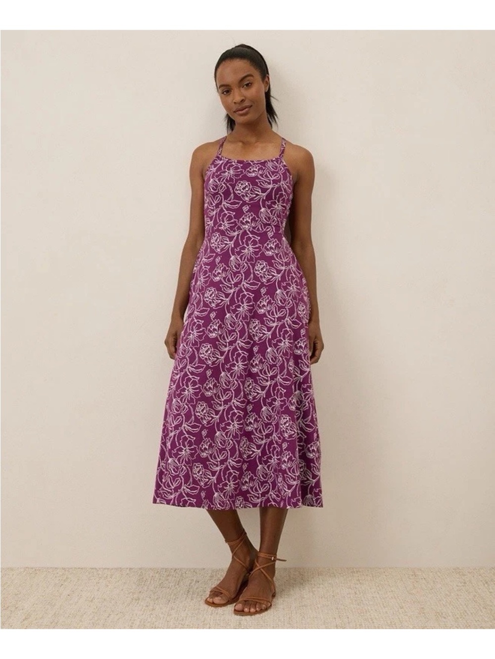 Pact Organic Cotton Fit & Flare Twist Back Dress Size XXS